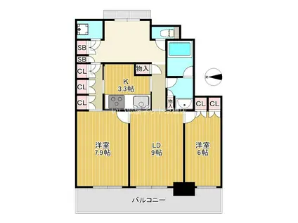 グラングリーン大阪 THE ノース RESIDENCE(2LDK/5階)の間取り写真