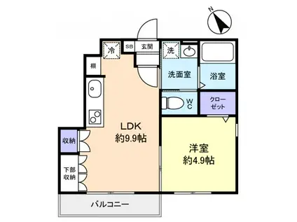 ラティオ勝田台(1LDK/1階)の間取り写真