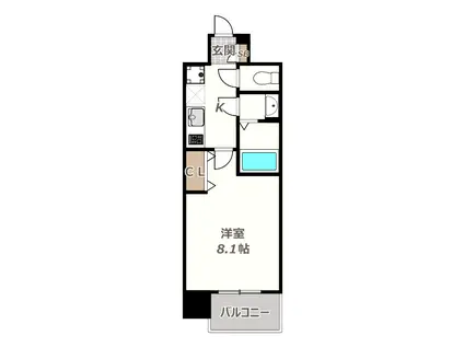 セオリー天王寺南DOOR(1K/3階)の間取り写真