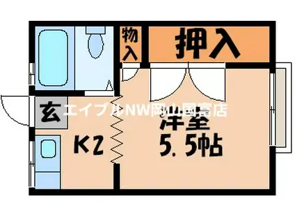 ホワイトアベニュ(1K/2階)の間取り写真