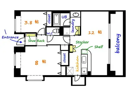ベル・メゾン(2LDK/2階)の間取り写真