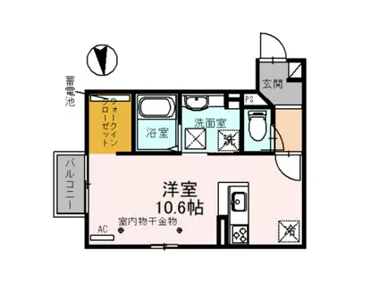 COCO AIR B棟(ワンルーム/2階)の間取り写真