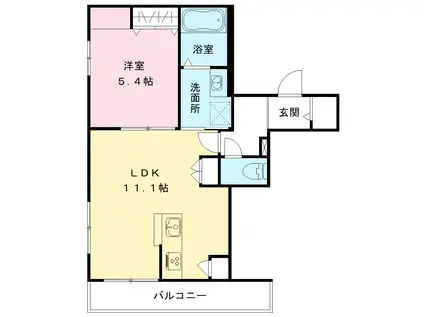 MIMIEDEN(1LDK/2階)の間取り写真