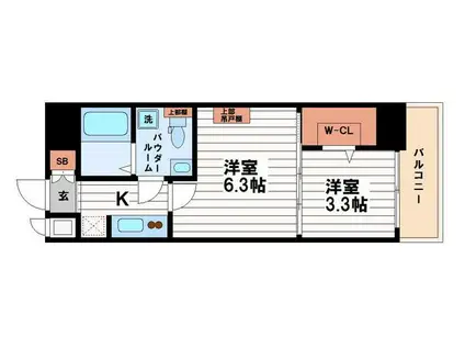 セレニテ谷町CALME(2K/10階)の間取り写真