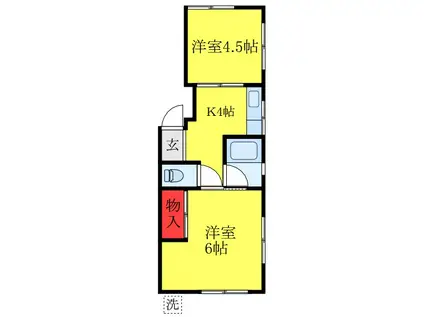 馬場ラインハイム(2K/1階)の間取り写真