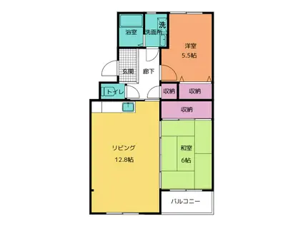 ジュビレ窪新 西館(2LDK/3階)の間取り写真