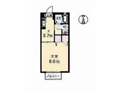 シャーメゾンスイートB(1K/2階)の間取り写真
