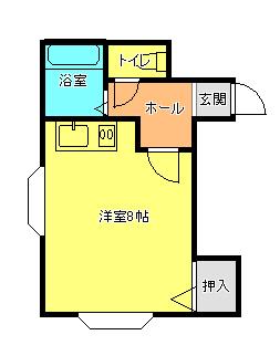 カナンIII(ワンルーム/2階)の間取り写真
