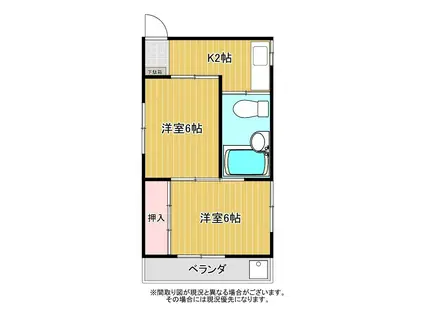 パレス安西(2K/4階)の間取り写真