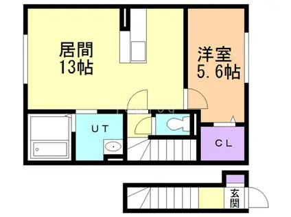 グランドスイート匠五番館(1LDK/2階)の間取り写真