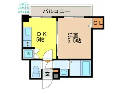 ラフィネ樺島(1DK/4階)の間取り写真