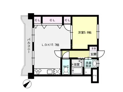 大神第6ビル(1LDK/3階)の間取り写真