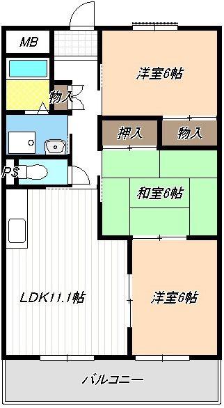 セブンスズキII(3LDK/1階)の間取り写真