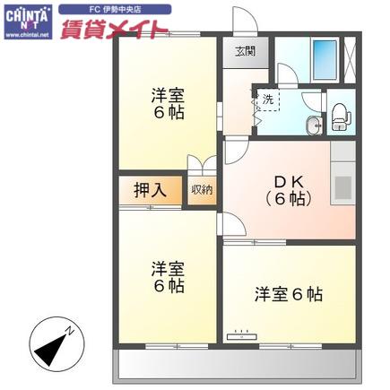 レジデンスモトマチ(3DK/2階)の間取り写真