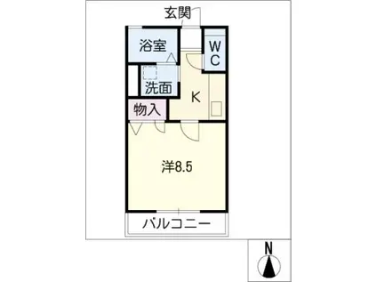 GLORIOUS(1K/1階)の間取り写真