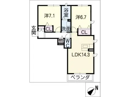 フォレナ ハル(2LDK/1階)の間取り写真