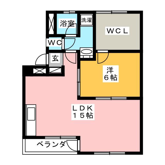 朝霧ビル(1LDK/2階)の間取り写真