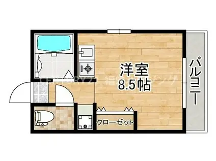 白百合荘(ワンルーム/3階)の間取り写真