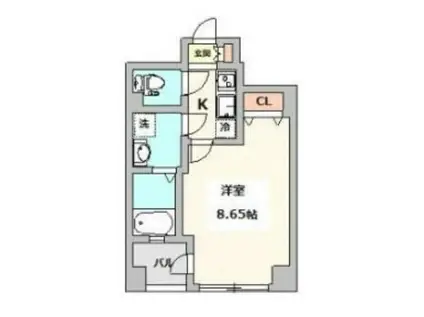 ボンズテラス(1K/8階)の間取り写真