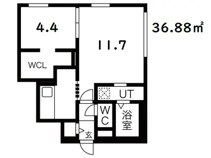 ブルーイング大通東(1LDK/2階)の間取り写真