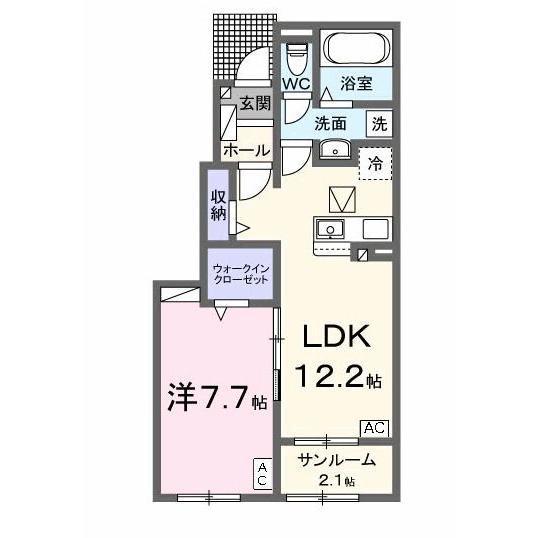 サンデヴォーテI(1LDK/1階)の間取り写真