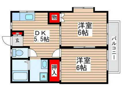 メゾンソレイユI(2DK/1階)の間取り写真