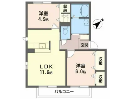 メゾン ルミエール(2LDK/2階)の間取り写真