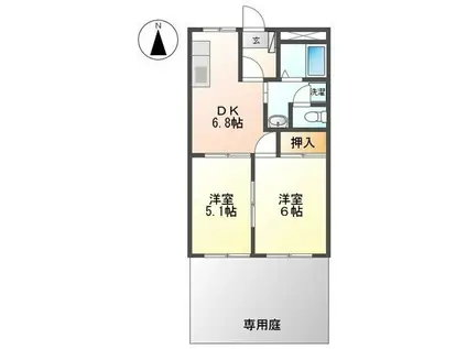 プロニティーKANDA(2DK/1階)の間取り写真