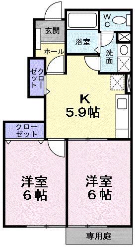 エトワール(2K/1階)の間取り写真