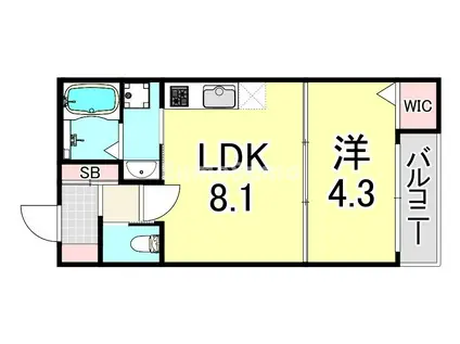 LA VITA 出来島(1LDK/2階)の間取り写真