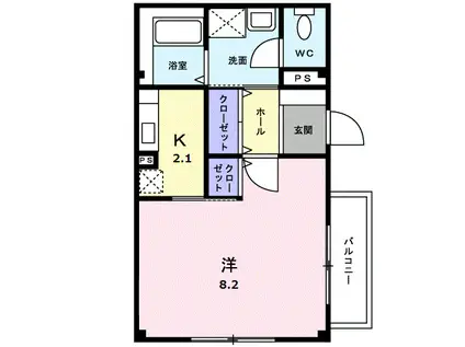 アヴェニール(1K/2階)の間取り写真