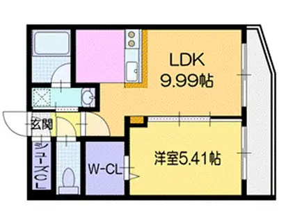 ラシュエットαIII(1LDK/2階)の間取り写真