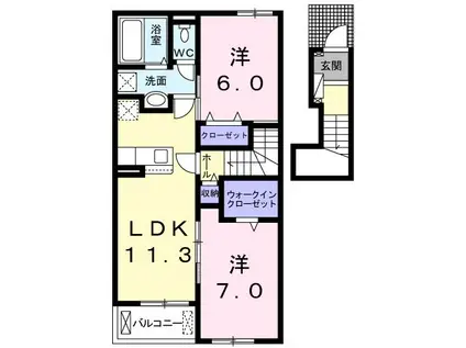 ウッド ノートB(2LDK/2階)の間取り写真
