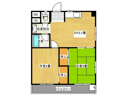 マンション第七松戸(2DK/6階)の間取り写真