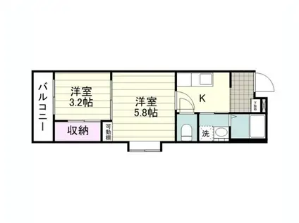 エクラン荒田(2K/4階)の間取り写真