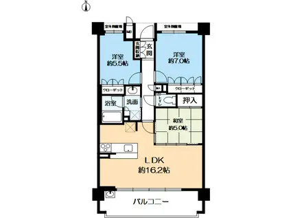 セントフローレンスパレス桂 THE ウエスト(3LDK/2階)の間取り写真