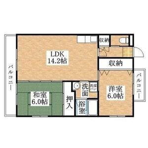 エスペランサ厳樹(2LDK/2階)の間取り写真