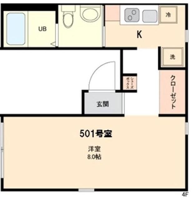 アイリス洗足(1DK/4階)の間取り写真