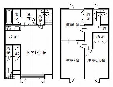 ロイヤルガーデン(3LDK/1階)の間取り写真