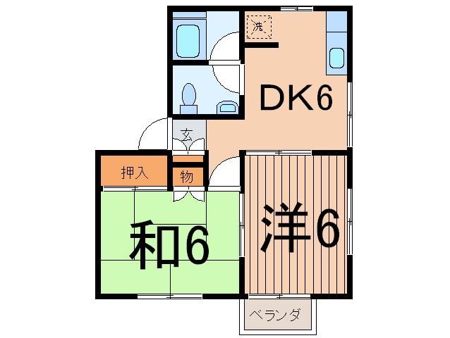 ハイツツクシNO1(2DK/2階)の間取り写真