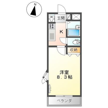 アムールパレスII(1K/2階)の間取り写真
