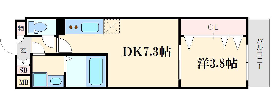 CITY PAL CREST TANIMACHI(1DK/11階)の間取り写真
