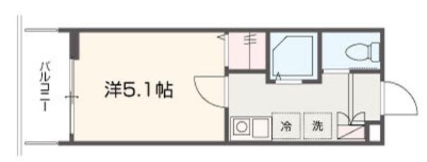 MELLAS武蔵浦和(1K/3階)の間取り写真