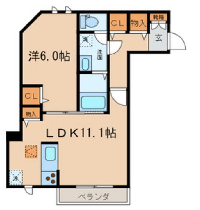 シャトーグレース(1LDK/1階)の間取り写真