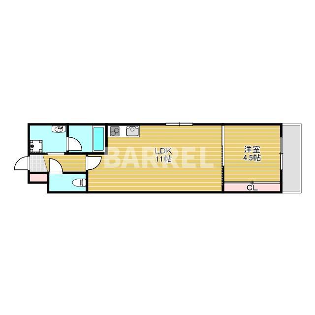 グランツ石橋(1LDK/3階)の間取り写真