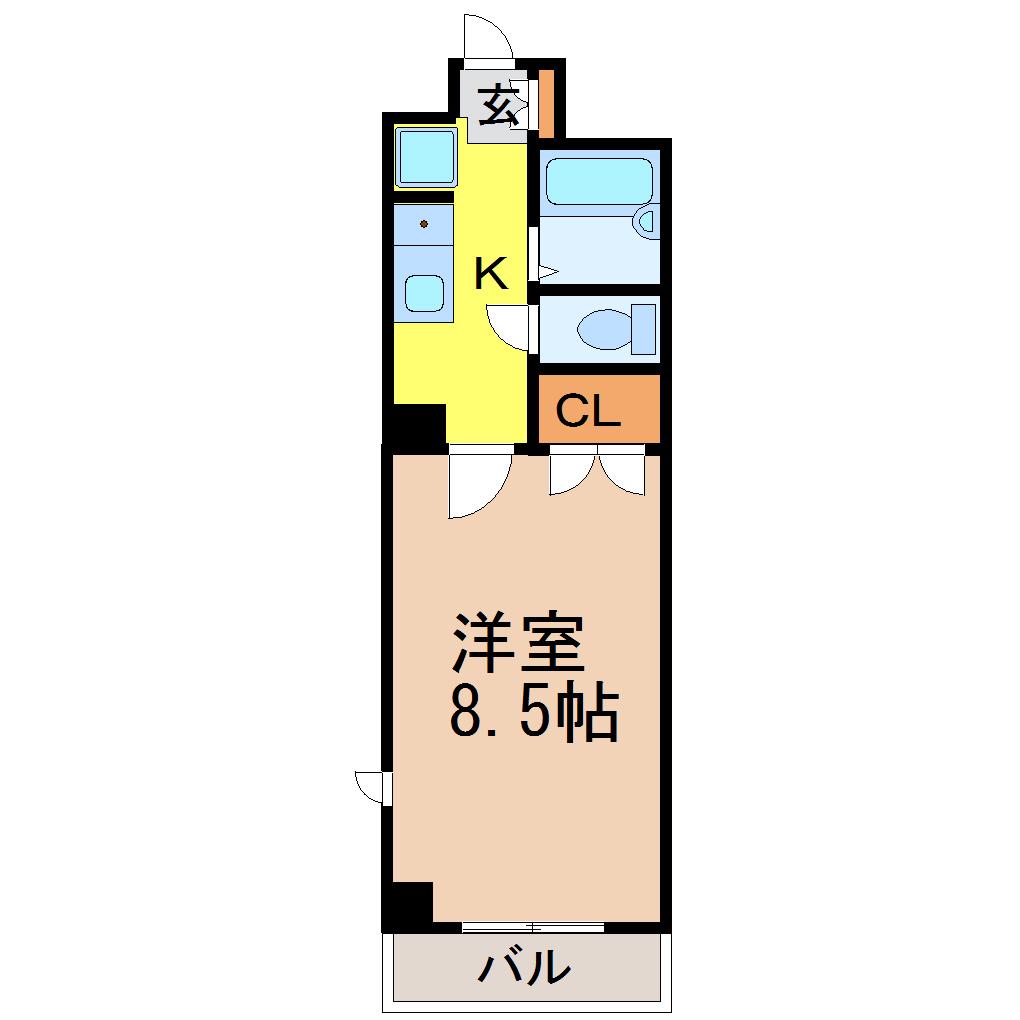 グレーシアス・川名(1K/3階)の間取り写真