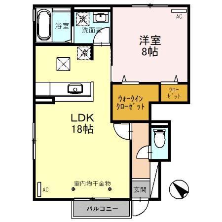 エテルノN(1LDK/1階)の間取り写真