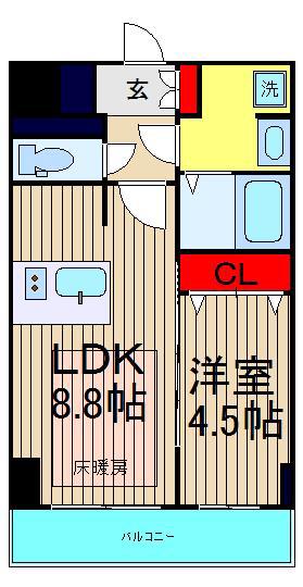 プレサンス難波クチュール(1LDK/15階)の間取り写真