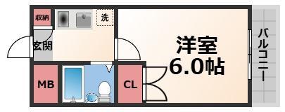 フローレンス弥刀(1K/3階)の間取り写真