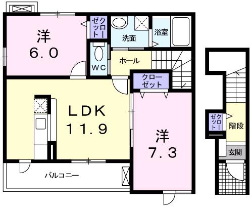 サンリットタウンC(2LDK/2階)の間取り写真